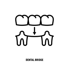 Dental bridge thin line icon. Dentistry, prosthesis. Tooth restoration. Vector illustration.