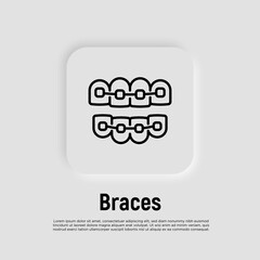 Orthodontics thin line icon. Braces, tooth correction. Dentistry. Vector illustration.
