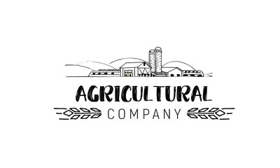 Vector agro logo. Agribusiness, illustrations with agricultural concept. Logo for agro conference, farm exhibition. Sketch style illustration isolated on a white background