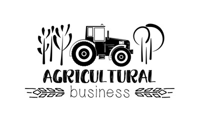 Vector agro logo. Agribusiness, illustrations with agricultural concept. Logo for agro conference, farm exhibition. Sketch style illustration isolated on a white background