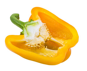Naklejka na ściany i meble Fresh half yellow sweet pepper bell isolated on white background with clipping path