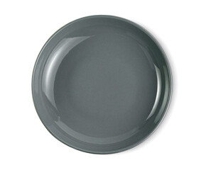 empty gray ceramic plate isolated on white background ,include clipping path