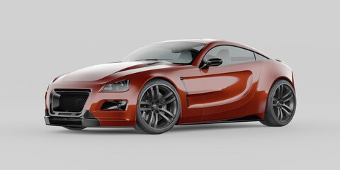 Plakat 3D rendering of a brand-less generic concept car 