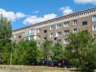 Soviet architecture. Ust-Kamenogorsk (Kazakhstan) Apartment buildings. Soviet architectural style....