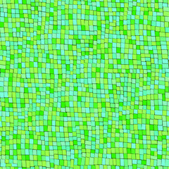 Green gradient mosaic. Сhaotic mosaic texture. Abstract background with geometric design. Square pattern. Vector mosaic background.