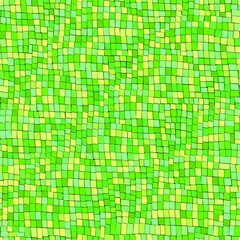 Green gradient mosaic. Сhaotic mosaic texture. Abstract background with geometric design. Square pattern. Vector mosaic background.
