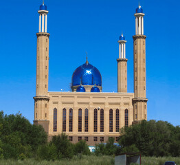 Fototapeta na wymiar City mosque. Close-up detailed fragment. Ust-Kamenogorsk (Kazakhstan)