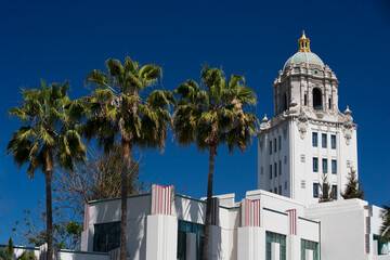 Low angle view of a government building, Beverly Hills Civic Center, Beverly Hills, Los Angeles County, California, USA