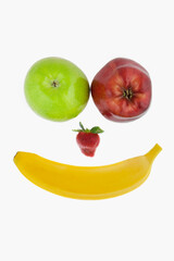 Smiley face made up with fruits