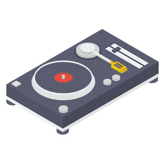 Fototapeta premium Retro vinyl, isometric icon of gramophone vector design 
