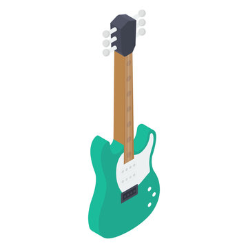 
Rock Band Instrument, Electric Guitar Icon In Isometric Design 
