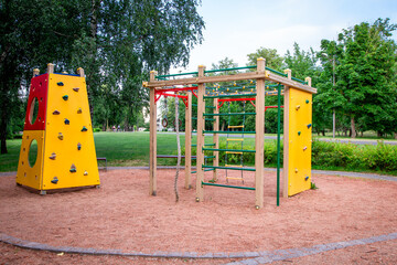 Playground, slide, stairs. A place for children to play. Gymnastics children's sports ground.