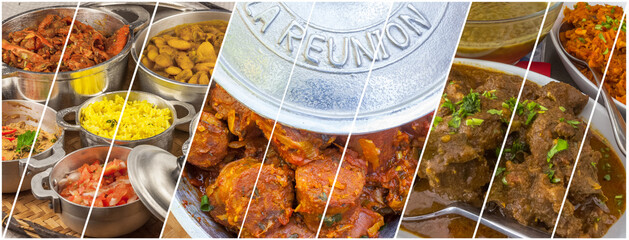 Assortiment de spécialités culinaires réunionnaises