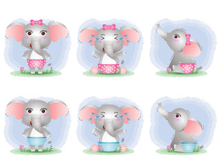 cute baby elephant collection in the children's style
