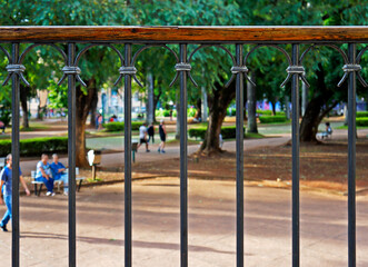 Fototapeta premium Bandstand grid detail at the public square