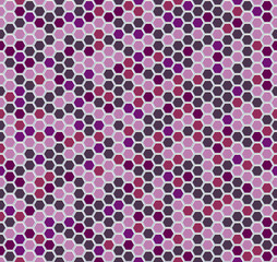 Seamless vector pattern of gradient pink honeycomb mosaic. Pinl hexagon tiles background. Print for wrapping, backgrounds, fabric, decor, scrapbooking. Other mosaic patterns in mosaic collections. 