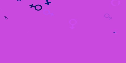 Light Pink, Blue vector texture with women's rights symbols.