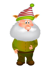 An old man in an elf costume vector illustration.