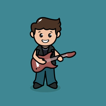 recommend clip art: Cute rockstar band metal mascot logo design illustration