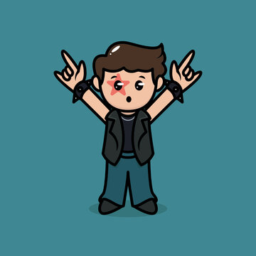 recommend clip art: Cute rockstar band metal mascot logo design illustration
