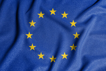 National flag of the European Union. The main symbol of an independent country. Flag of European Union. An attribute of the large size of a democratic state.