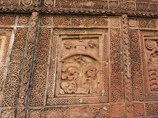 Fototapeta na wymiar Architecture Of Terracotta Temples Of Bishnupur, Bankura, West Bengal
