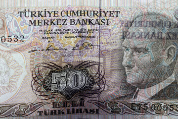 close-up  Turkish paper money detail 