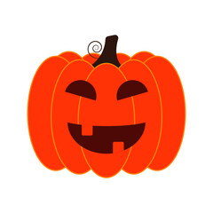 Vector Jack-o-lantern pumpkin on isolated, funny scary halloween pumpkin face, cartoon illustration.