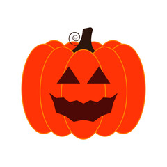 Vector Jack-o-lantern pumpkin on isolated, funny scary halloween pumpkin face, cartoon illustration.