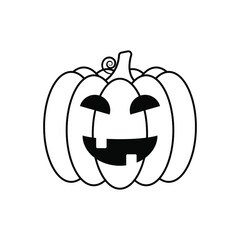 Vector Jack-o-lantern pumpkin on isolated, funny scary halloween pumpkin face, cartoon illustration.