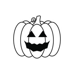 Vector Jack-o-lantern pumpkin on isolated, funny scary halloween pumpkin face, cartoon illustration.