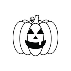 Vector Jack-o-lantern pumpkin on isolated, funny scary halloween pumpkin face, cartoon illustration.