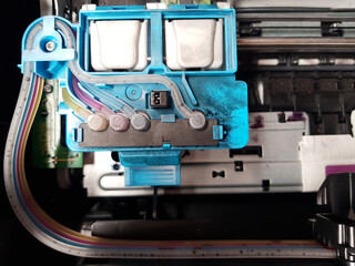 Close up printer ink jet cartridge by selective focus