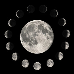 Phases of the Moon, Lunar cycle - obrazy, fototapety, plakaty