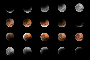 Fototapeta Lunar Eclipse Phases, Blood moon, Composite Lunar Eclipse obraz