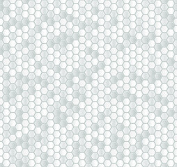 Seamless vector pattern of silver honeycomb mosaic. Silver hexagon tiles background. Print for wrapping, web backgrounds, fabric, decor, surface, packaging, scrapbooking, etc. 