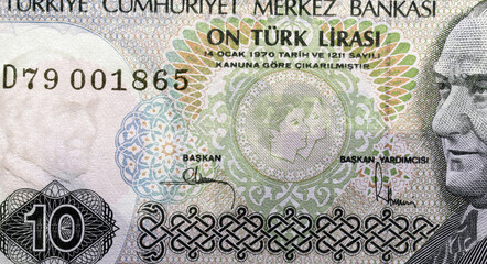 close-up  Turkish paper money detail 