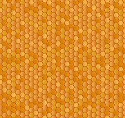 Seamless vector pattern of orange honeycomb mosaic. Orange hexagon tiles background. Print for wrapping, backgrounds, fabric, packaging, scrapbooking. Other mosaic patterns in mosaic collections. 
