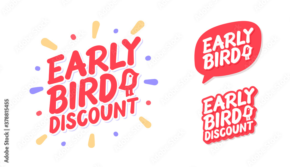 Wall mural early bird discount. vector lettering icons set.