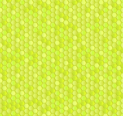 Seamless vector pattern of green honeycomb mosaic. Geometric design. Green hexagon tiles background. Print for wrapping, web backgrounds, fabric, decor, surface, packaging, scrapbooking, etc. 