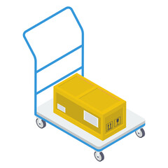 
Isometric vector of luggage cart, packages on pushcart
