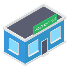 
Building exterior of post office vector isometric icon.
