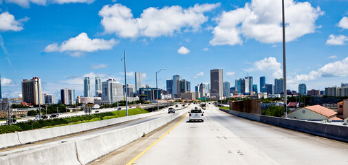 Cars moving on the freeway, Miami, Florida, USA