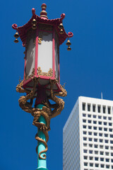 Low angle view of a lamppost, Chinatown, San Francisco, California, USA