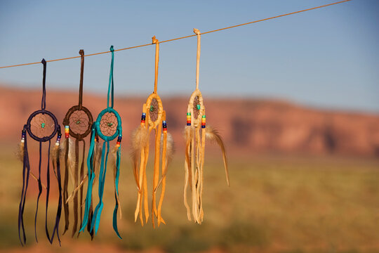 Dreamcatchers hanging for sale, Monument Valley Tribal Park, Arizona-Utah, USA