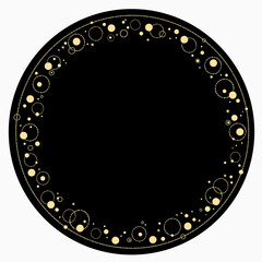 Round ornament. Rich golden magic frame made of geometric shapes