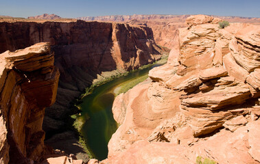 River passing through cliffs, Colorado River, Glen Canyon, Horseshoe Bend, Page, Arizona, USA