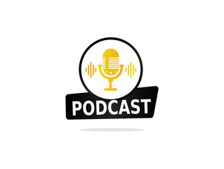 Podcast logo. Vector illustration icon design template