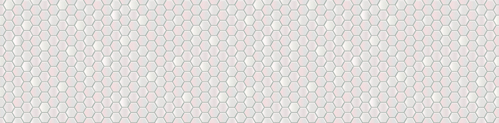 Fototapeta premium Seamless vector banner of white honeycomb mosaic. White hexagon tiles background. Print for wrapping, backgrounds, fabric, decor, scrapbooking. Other mosaic patterns in mosaic collections.