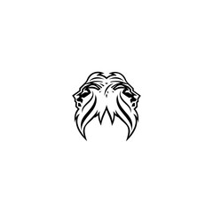 illustration of the logo of the head of a black and white lion, king of lions, a wild animal, with a white background